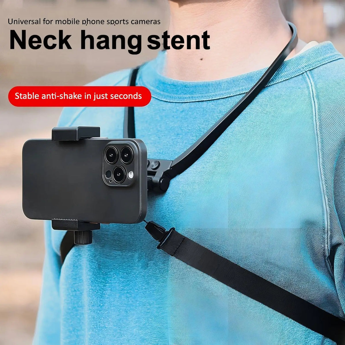 Hands-Free Neck Phone Holder - Adjustable Wearable Mount for iPhone, Samsung & GoPro