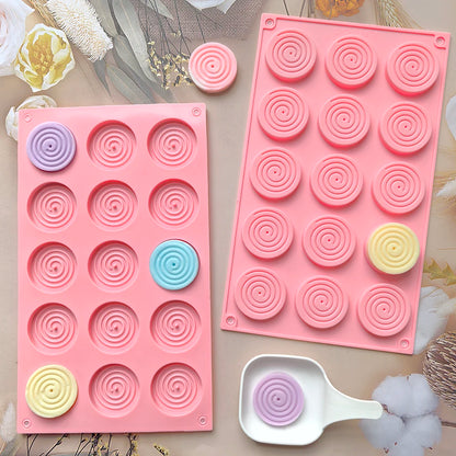 15-Hole Spiral Silicone Mold – Non-Stick Baking Tray for Mousse Cakes, Ice Cream, Pudding, Brownies, Gummies & Jelly Desserts