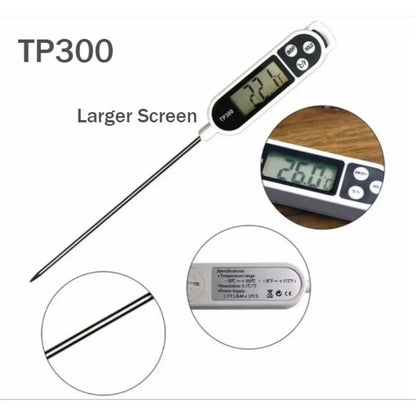 TP300 Digital Food Thermometer – Instant Read Kitchen Probe for Meat, BBQ, Oil, Water & Oven Cooking Temperature Tool