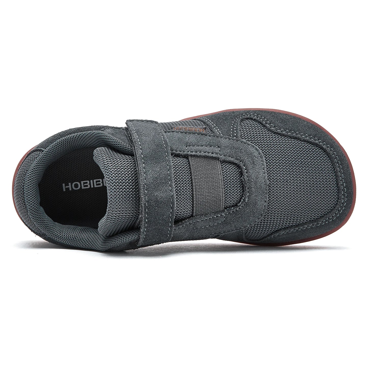 HOBIBEAR Kids Wide Toe Barefoot Shoes – Minimalist Hook & Loop Sneakers, Lightweight Artificial Leather Mesh for Little & Big Kids