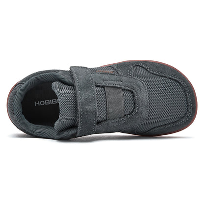 HOBIBEAR Kids Wide Toe Barefoot Shoes – Minimalist Hook & Loop Sneakers, Lightweight Artificial Leather Mesh for Little & Big Kids