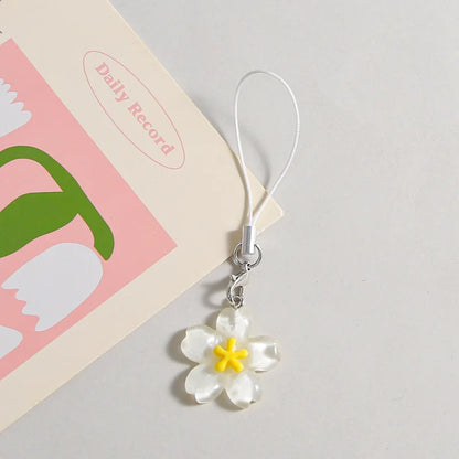 Colorful Resin Flower Phone Chain - Fresh Cute Transparent Key Pendant Bag Charm Accessory for Women & Best Friends