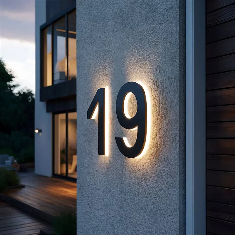 LED House Numbers - Illuminated Metal Backlit Address Sign for Door & Home Exterior