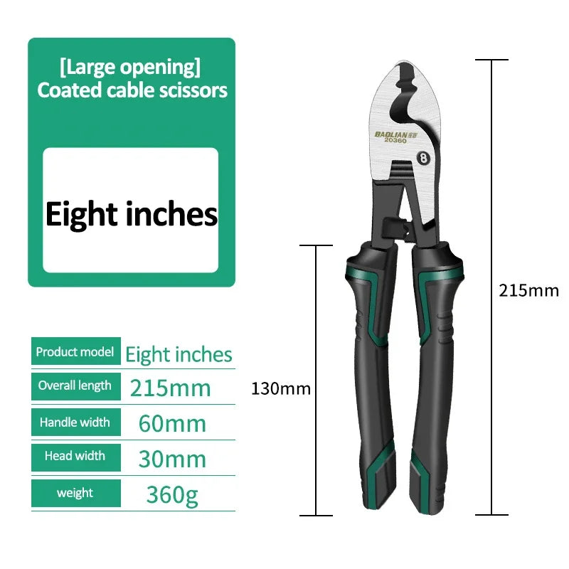 6/8/10-Inch Wire Cutter & Stripper Pliers - Multifunctional Electrician Cable Cutting & Terminal Tool