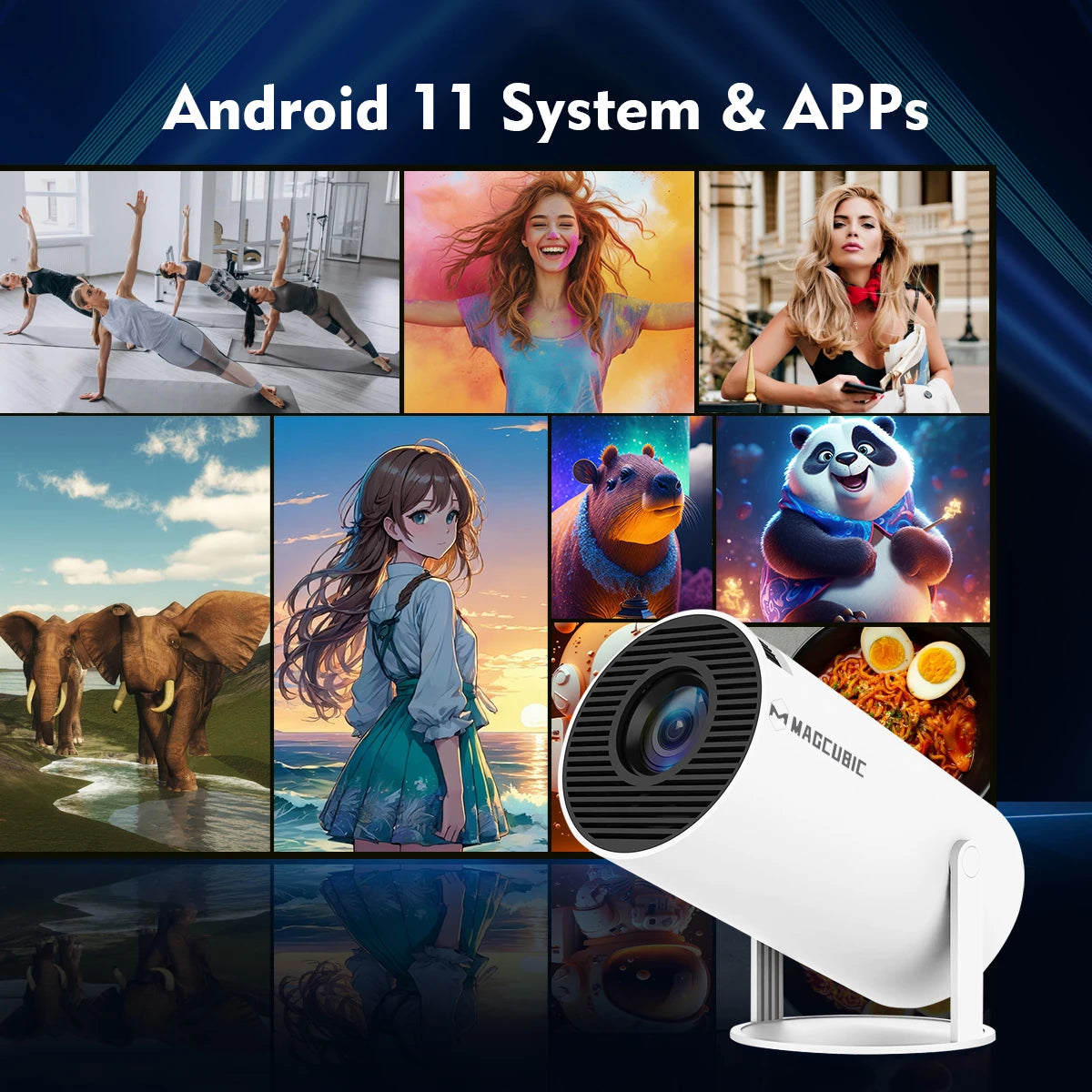 Magcubic HY300 PRO Projector - 4K Android 11, Dual Wifi6, 260ANSI, BT5.0, 1080P Home Cinema & Outdoor Projector