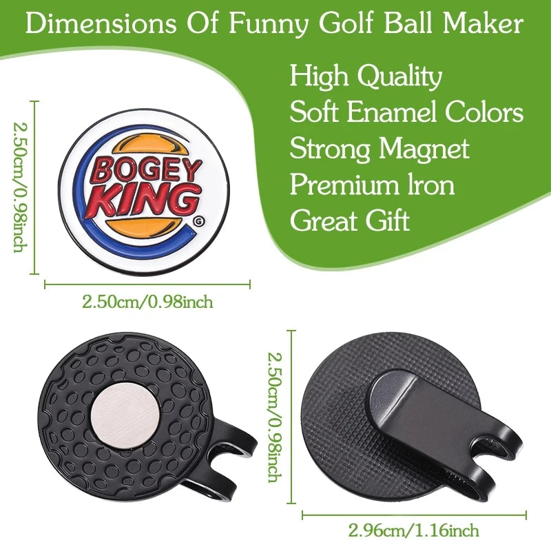 Bogey Ball King Golf Hat Clips – Magnetic Golf Ball Marker, Trendy Cap Clip Jewelry Gift for Golf Lovers