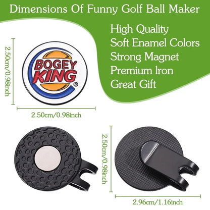 Bogey Ball King Golf Hat Clips – Magnetic Golf Ball Marker, Trendy Cap Clip Jewelry Gift for Golf Lovers