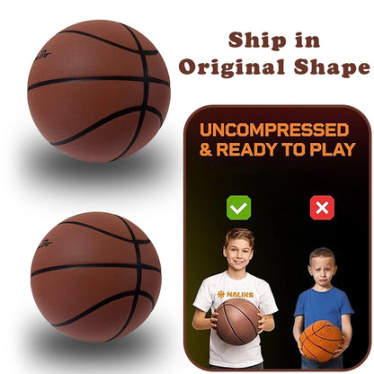 Silent Foam Basketball – Size 7/6/5, Indoor Grooved Airless Quiet Dribbling Training Ball Gift