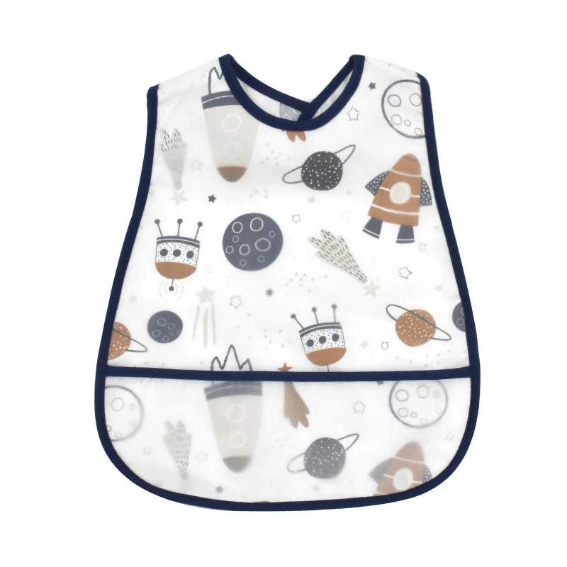 Adjustable Baby Bibs - Waterproof EVA Cotton Cartoon Feeding Bibs with Burp Cloth for Boys & Girls