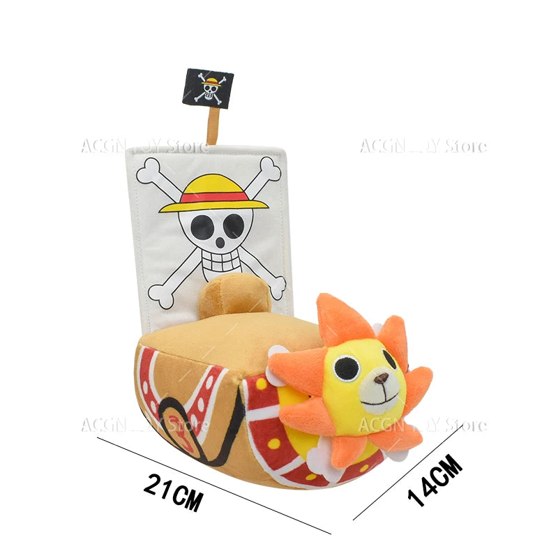 One Piece Plush Ship Toy — Thousand Sunny & Going Merry Soft Pillow for Kids, 21/37CM Birthday Gift