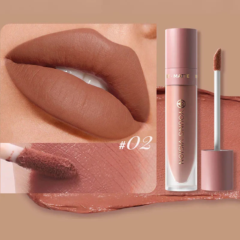DUNUF Matte Velvet Lipstick - 8 Color Waterproof Plumping Square Tube Lip Gloss Makeup