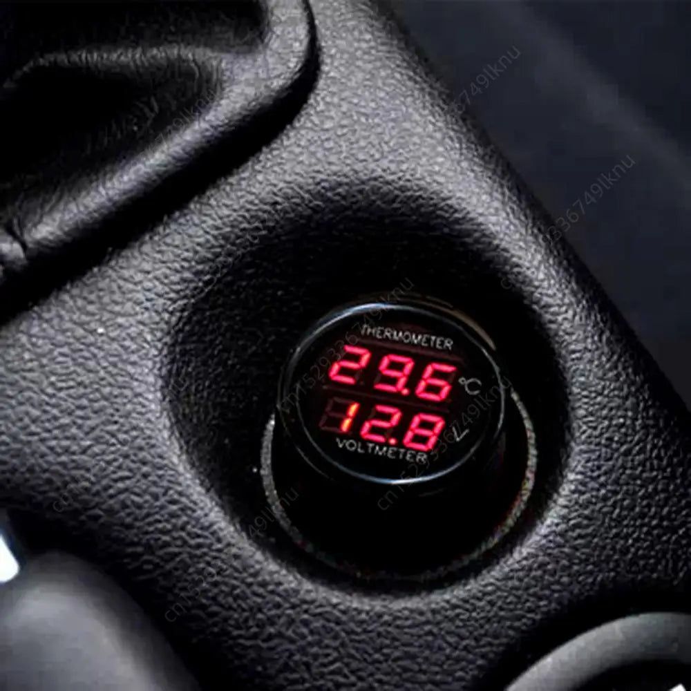 3-in-1 Car Charger & Voltmeter – 12/24V USB Charger with Thermometer, LED Digital Display & Current/Volt Detector