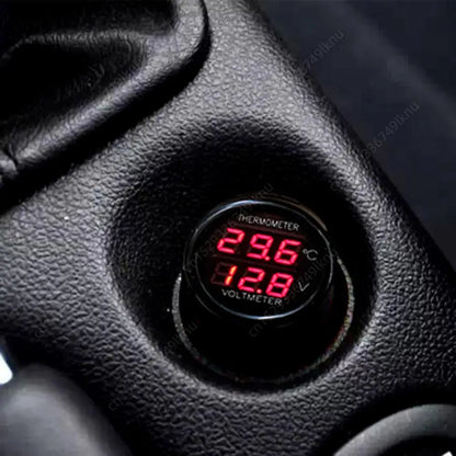3-in-1 Car Charger & Voltmeter – 12/24V USB Charger with Thermometer, LED Digital Display & Current/Volt Detector