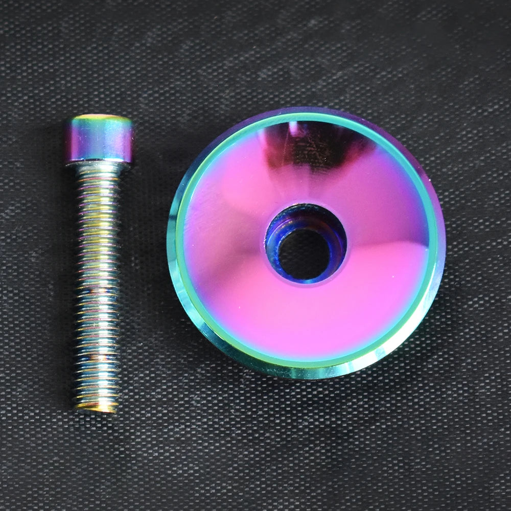 KRSEC Bicycle Headset Cap - Rainbow Aluminum Alloy MTB Road Bike Stem Top Cap Cover