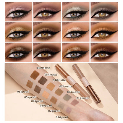 QIBEST Double-Head Glitter Liquid Eyeshadow – Contour Blush, Shimmer & Matte Pigment for Natural Cheek & Eye Makeup