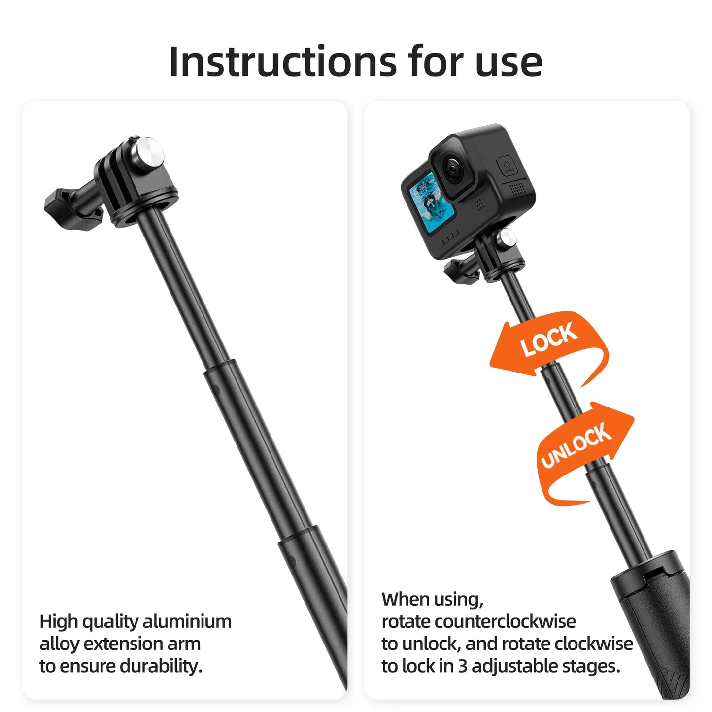 TELESIN Floating Underwater Selfie Stick Tripod – Extendable Buoyancy Pole for GoPro, Insta360, DJI Osmo Action Cameras