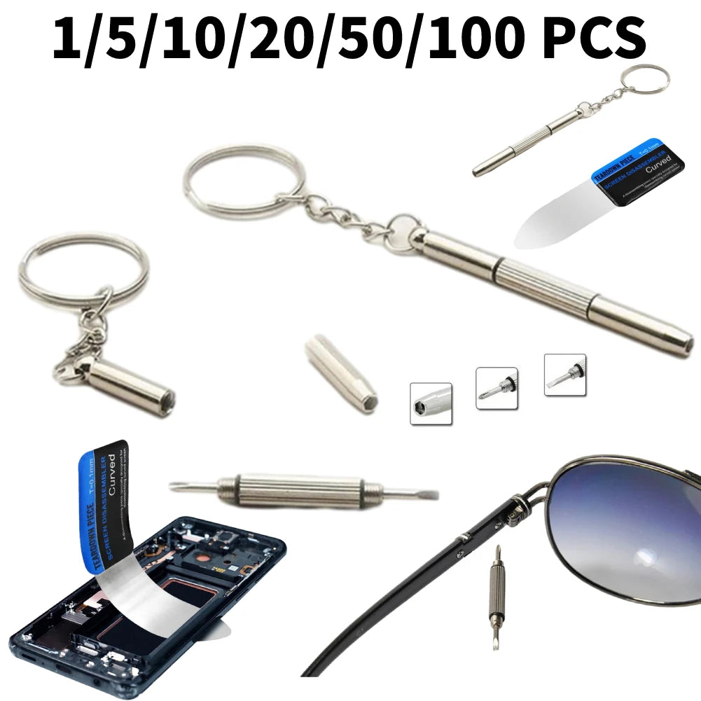 3-in-1 Glasses Screwdriver Kit – Portable Eyeglass & Watch Repair Tool with Keychain, Precision Hand Tools