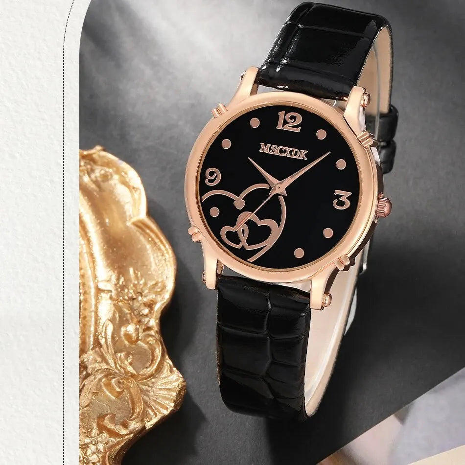 Women’s Fashion Leather Belt Watch Set – Butterfly Wallet, Glasses, and Quartz Wristwatch Dress Clock Montre Femme
