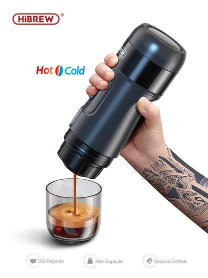 HiBREW Portable Coffee Machine for Car & Home | DC12V Expresso Coffee Maker | Compatible with Nespresso Dolce Pod Capsules & Coffee Powder | H4A