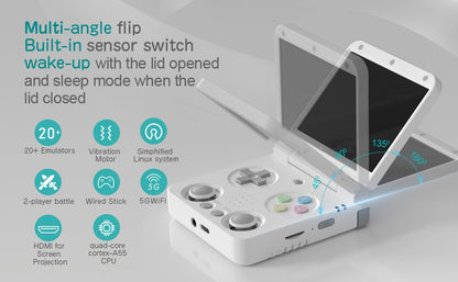 MIYOO Flip V2 Handheld Retro Game Console – 3.5'' IPS Screen, Compact & Portable Gaming Device for Travel or Gifts