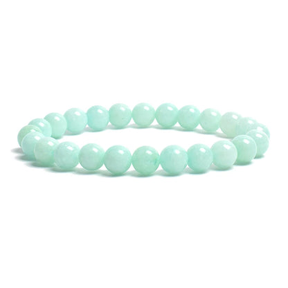 Natural Stone Bead Bracelet - Amethyst Crystal Quartz Aquamarine Jade Agate Elastic Bangle Jewelry for Women & Men