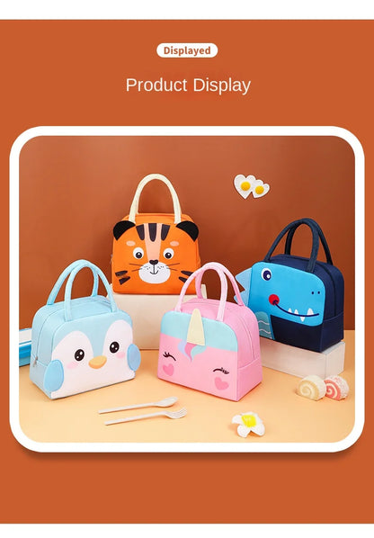 Cartoon Children’s Lunch Bag – Thermal Insulated, Waterproof Oxford Cloth Tote with Aluminum Film, Portable and High-Quality
