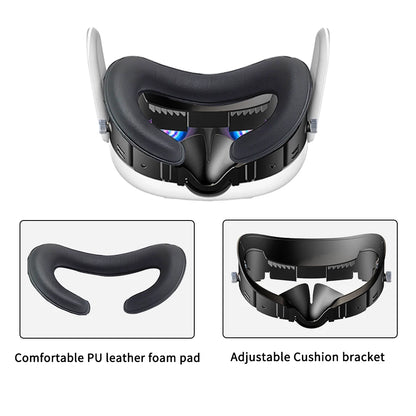 Adjustable PU Leather Facial Interface & Foam Cushion for Meta Quest 3 – Comfortable VR Face Pad Replacement Accessory