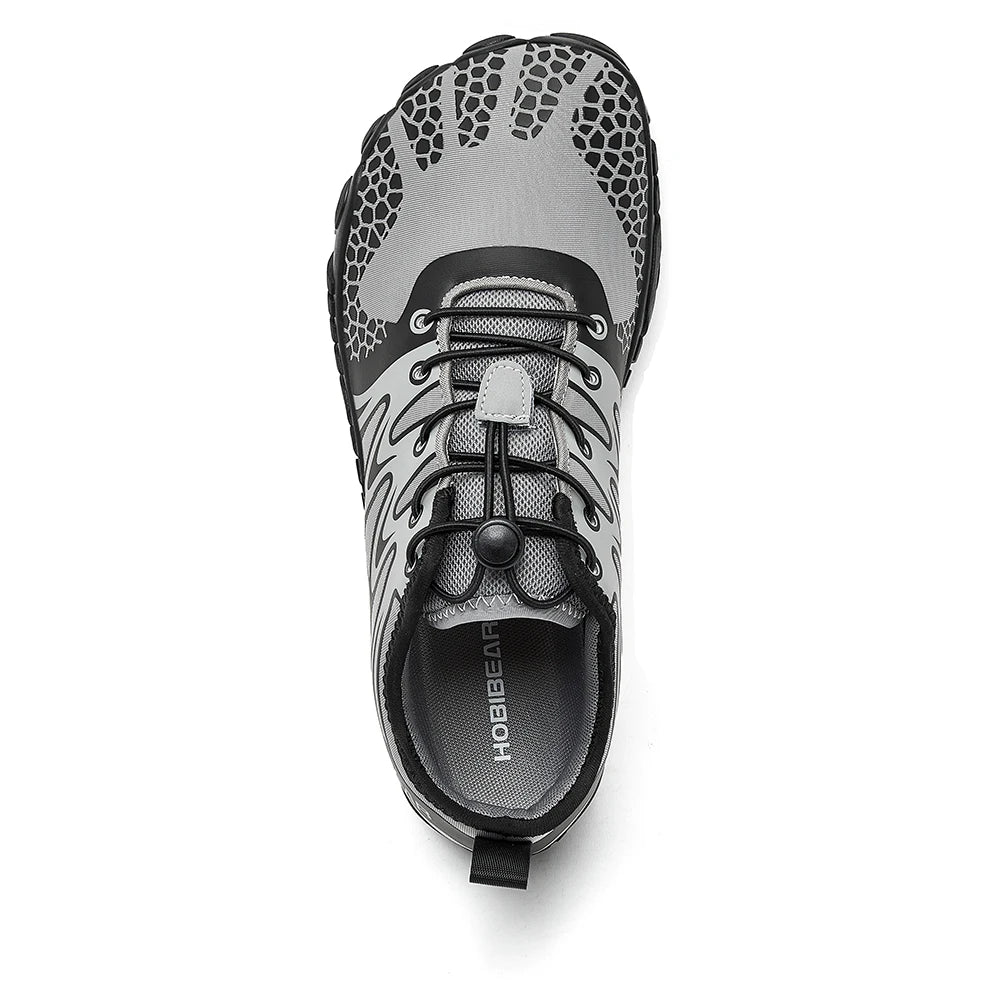HOBIBEAR Wide Toe Barefoot Shoes – Unisex Artificial Leather Outdoor Walking Sneakers, Zero Drop Minimalist with Elastic Band