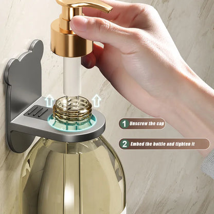 Universal Adjustable Shower Gel Bottle Rack - Wall-Mounted Shampoo Bottle Holder with Hand Soap Dispenser Hook, No Punching Required