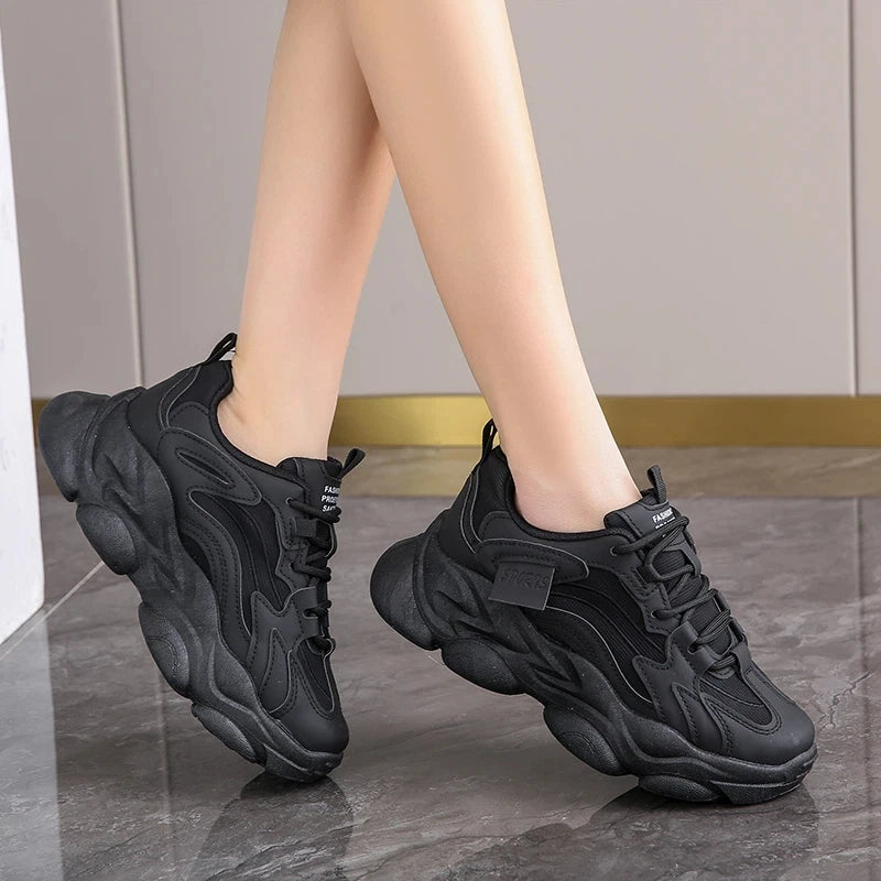 2025 Women’s Platform Chunky Sneakers – Mesh Leather Casual Sports Shoes, Lightweight Summer Fashion Walking Sneakers