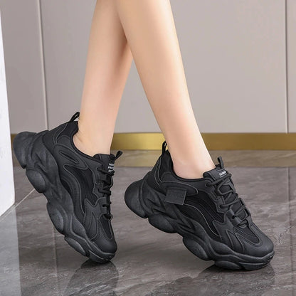 2025 Women’s Platform Chunky Sneakers – Mesh Leather Casual Sports Shoes, Lightweight Summer Fashion Walking Sneakers