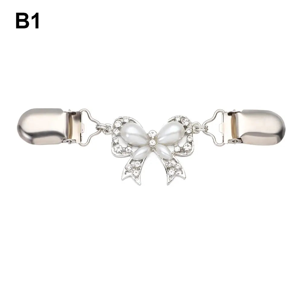 Retro Rhinestone Sweater Shawl Clasp - Antique Flower Duck Mouth Clothing Pin For Cardigans And Shirts