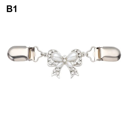 Retro Rhinestone Sweater Shawl Clasp - Antique Flower Duck Mouth Clothing Pin For Cardigans And Shirts