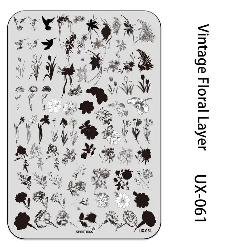 UX Serial 2 Stainless Steel Stamping Plate Template – Vintage Abstract Fabric Texture Pattern for Nail Art, Floral Lace, Xmas & Halloween Designs (UX52)