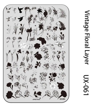 UX Serial 2 Stainless Steel Stamping Plate Template – Vintage Abstract Fabric Texture Pattern for Nail Art, Floral Lace, Xmas & Halloween Designs (UX52)