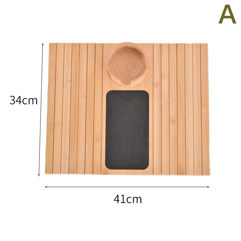 Bamboo Couch Cup Holder – Anti-Slip Foldable Sofa Armrest Tray for Cups, Snacks & Remote Control   1/2