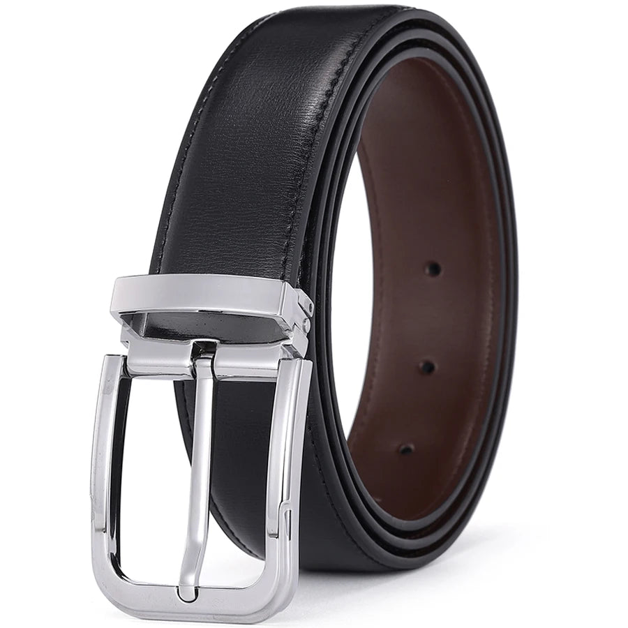 Men’s Pin Buckle Cowskin Leather Belt – High-Quality Designer Waist Strap, Luxury Fashion Accessory