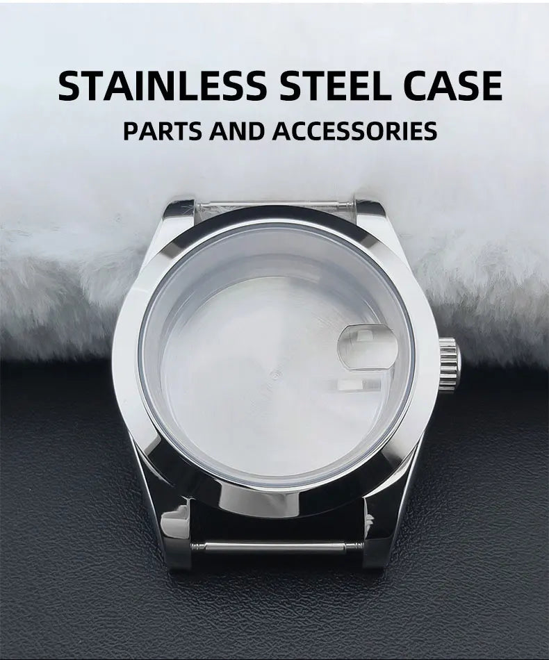 Neiton 36mm/39mm Silver Watch Case - Sapphire, Bevel Edge, 316L Stainless Steel for NH35, NH36, NH34 Movements