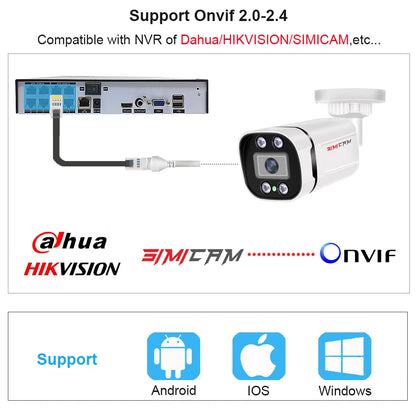 4K POE Video Surveillance Camera - IP Onvif, Audio, Night Vision, Waterproof Bullet Camera for NVR (4MP/5MP/8MP)