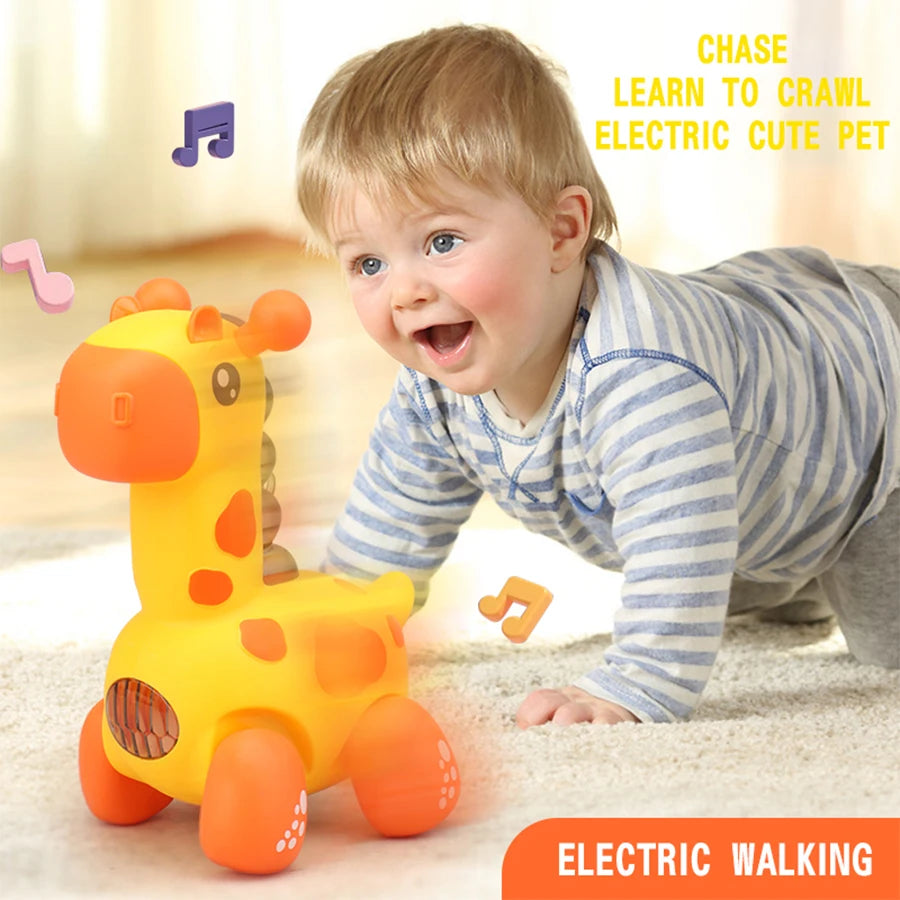 Giraffe Crawling Toy with Lights & Music – Educational Rope Toy for Toddlers, Early Learning Puzzle Toy