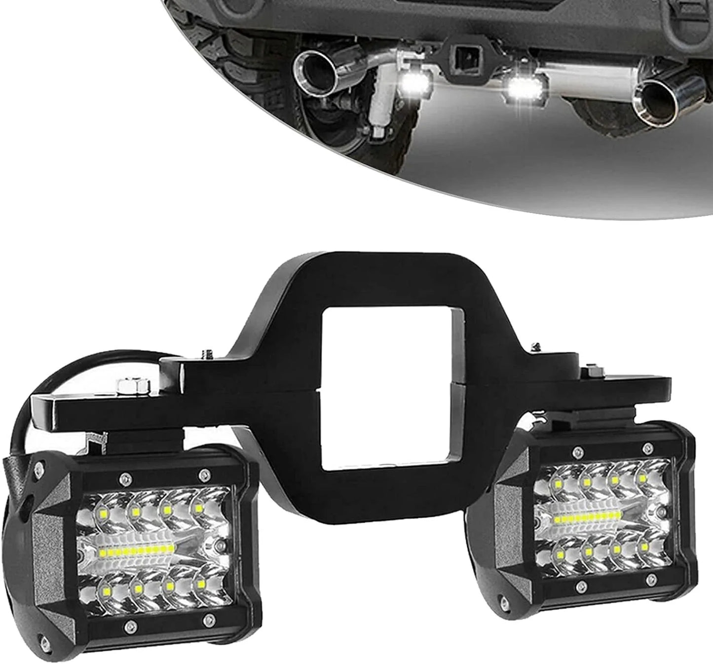 4 Inch 60W LED Work Light Bar with Universal Tow Hitch Mount – Spot Flood Offroad Lighting for Pickup Truck, Van & Trailer Accessories