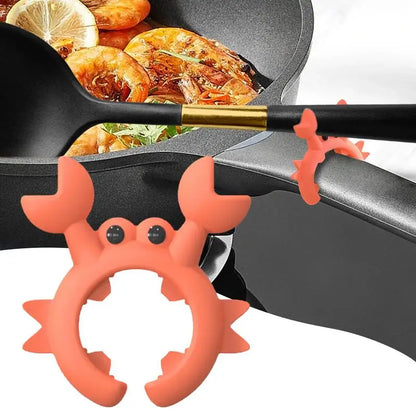 Crab Shaped Silicone Utensil Rest - Anti-Overflow Ladle & Spatula Holder Kitchen Countertop Gadget