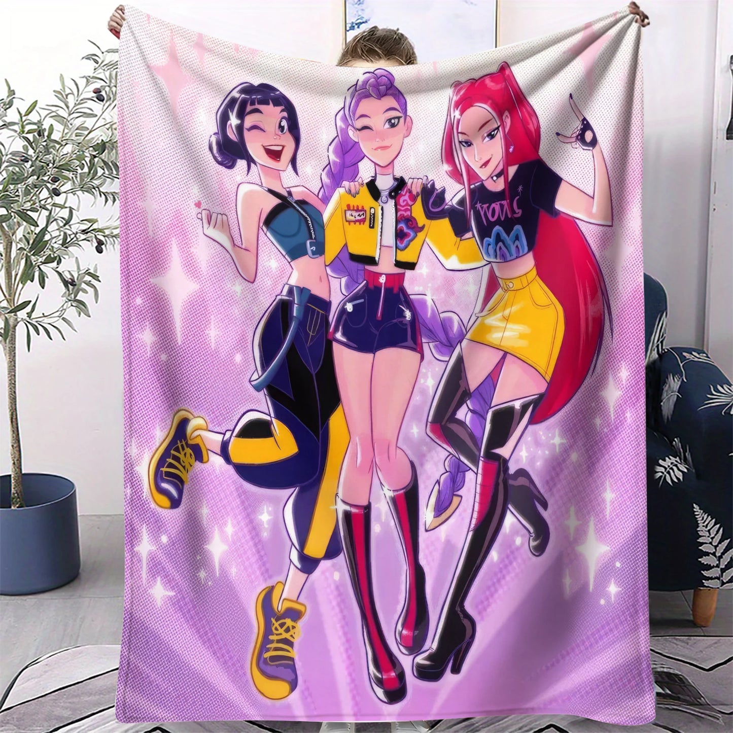 K-Pop Demon Hunters Flannel Blanket – 31 Styles Anime Throw for Home, Travel & Camping Fan Gift