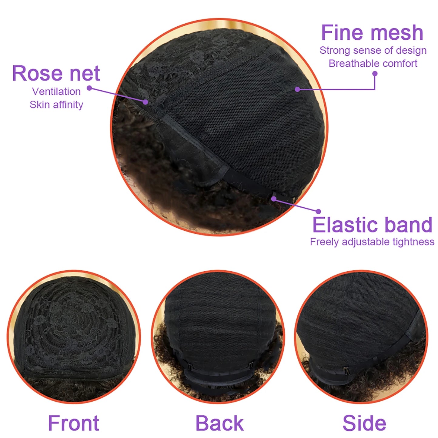 Brazilian Short Pixie Cut Wig - Human Hair Afro Kinky Curly Full Machine-Made Wig for Women