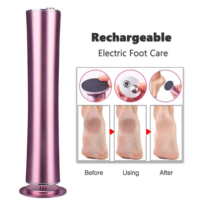 Smooth Feet, Anywhere: USB Rechargeable Wireless Electric Foot File - Cuticle Callus Remover Machine Pedicure Tools for Foot Heel Care, Includes Sandpaper
