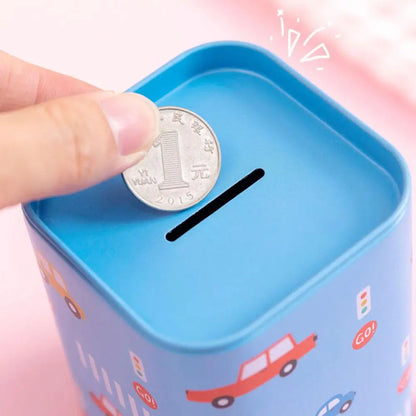 Cartoon Piggy Bank Money Box – Cute Metal Coin Holder, Rectangular Storage Box for Savings and Pens