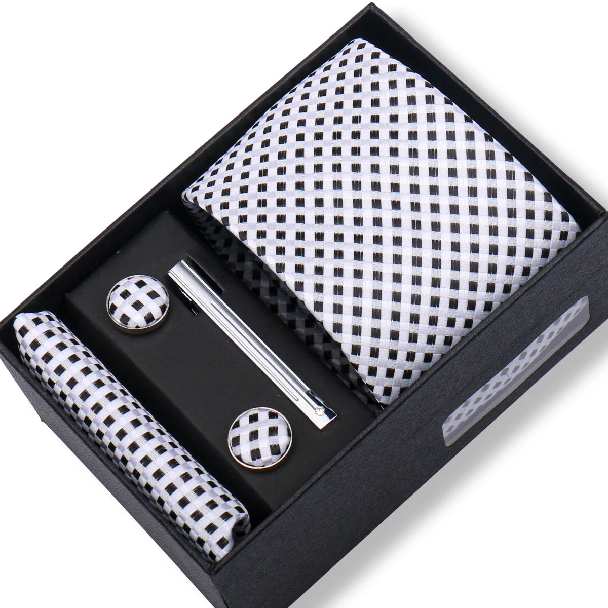 Men’s Green Tie Gift Box Set - Premium Business Necktie with Hanky, Cufflinks & Tie Clip for Wedding Formal Wear