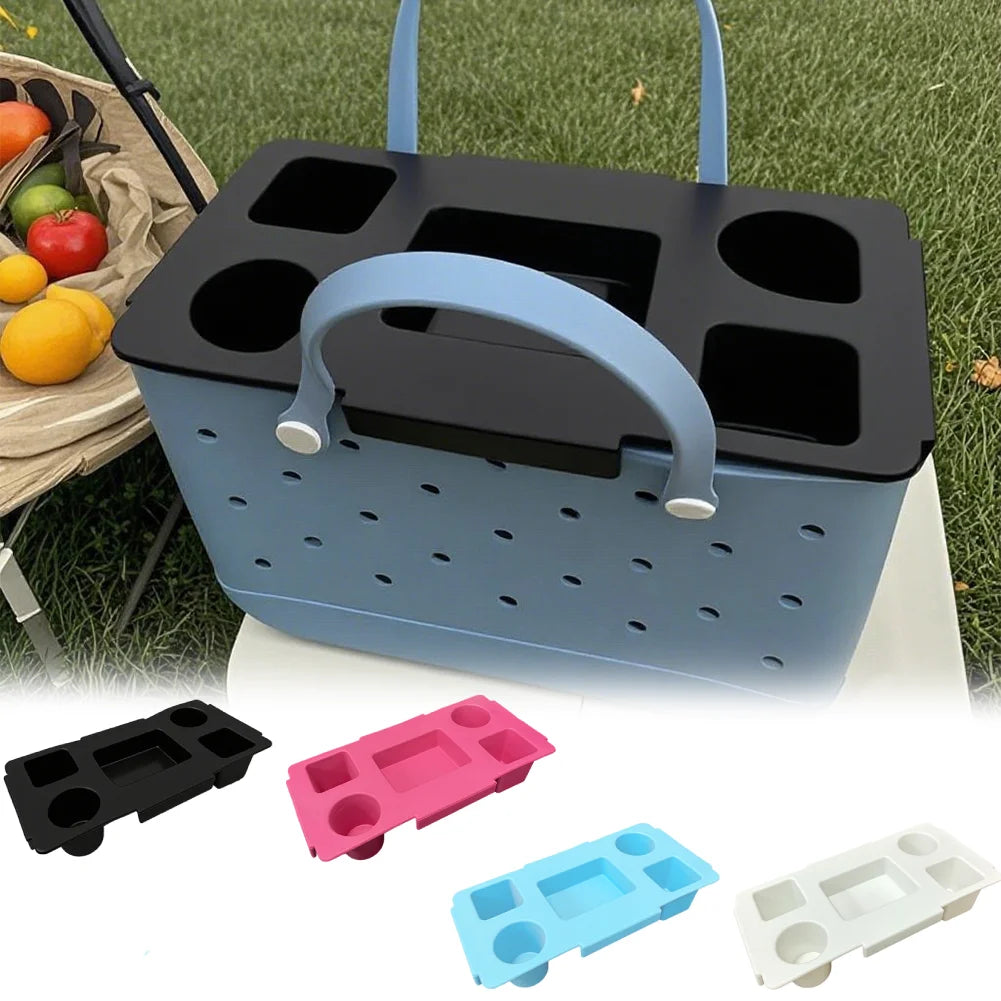 EVA Waterproof Storage Lid Organizer – 5-Compartment Cup & Phone Holder Bag Top Accessory for Camping & Travel Storage
