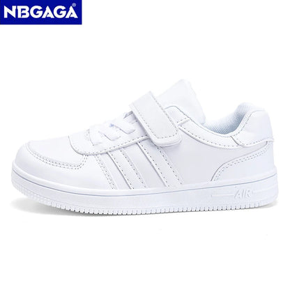 Kids White Sneakers — Boys & Girls Sport Casual Shoes, Non-Slip School Walking & Running Shoes, Sizes 28-39