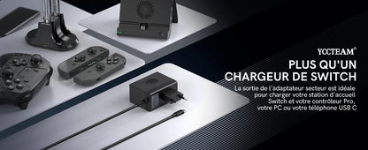 45W AC Adapter Charger for Nintendo Switch – Fast Charging for Switch Lite, Dock & Pro Controller
